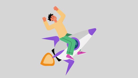 Man on a rocket animation