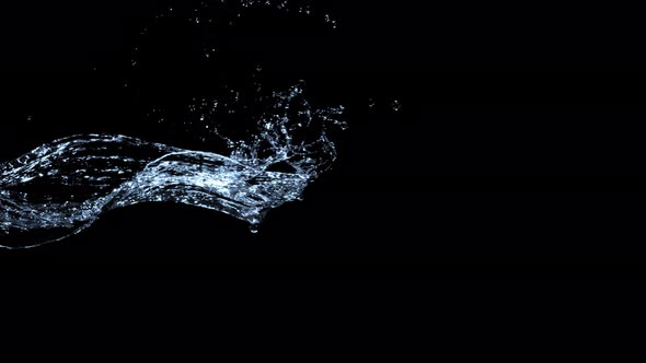 Super Slow Motion Shot of Water Splash at 1000Fps Isolated on Black Background