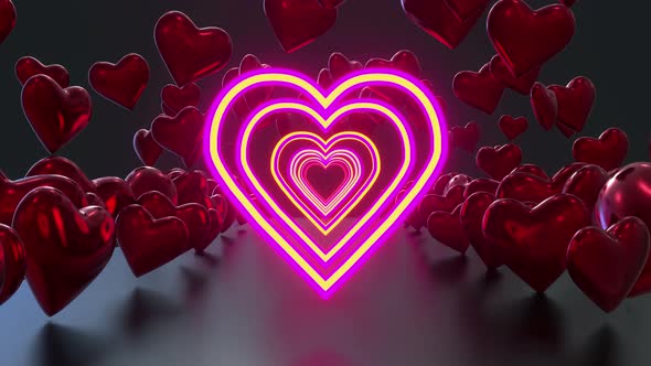 Valentine Heart Neon 04 4k 