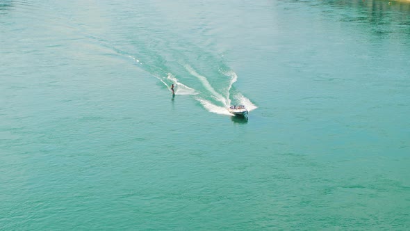 Aerial View Of Water Skier