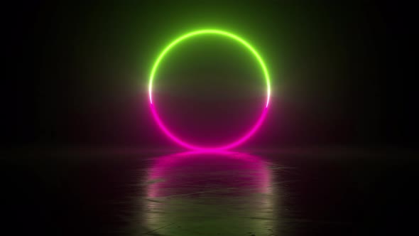 Circle green pink neon light