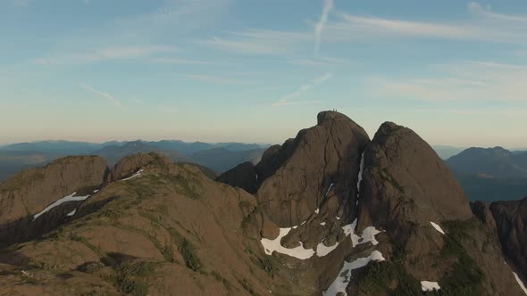 Beautiful Aerial view of Canadian Mountain Landscape during a vibrant summer sunset. Taken at Mt Arr