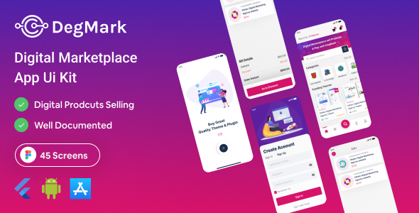 DegMark - Digital Marketplace Flutter App Ui Kit