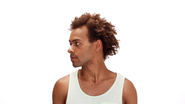 Handsome African Man Smiling Showing Okay Over White Background Slow Motion