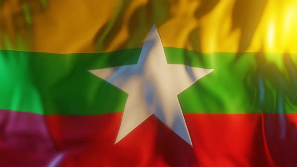 Myanmar Flag with Edge Bump