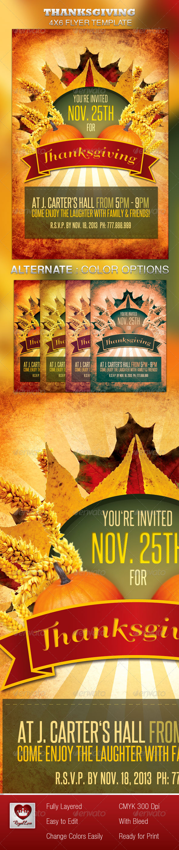 Thanksgiving Church Flyer Graphics Designs Templates