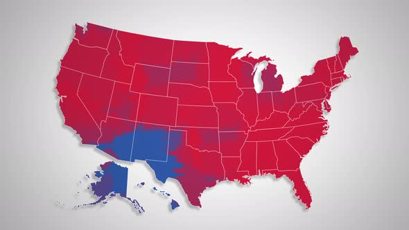 USA Map - Blue States Changing to Red States alt