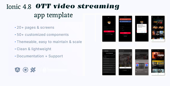 OTT video streaming ionic 4.8 app template