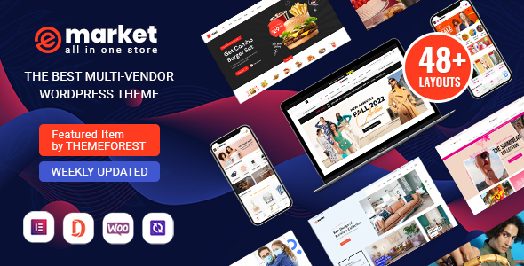 eMarket - All-in-One Multi Vendor MarketPlace Elementor WordPress Theme (48 Indexes, Mobile Layouts)