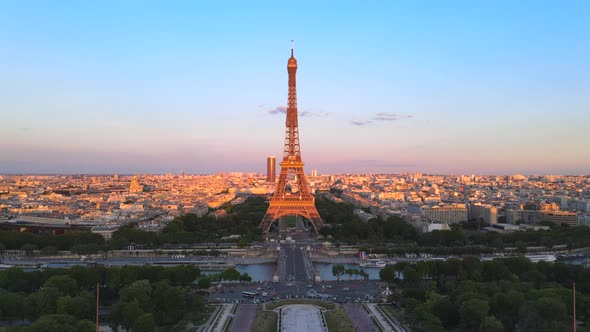 Golden hour at the Eiffel Tower in Paris France