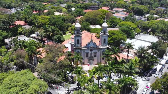 Cathedral, Church Sao Paulo, Brazil (Aerial View, Panorama, Drone Footage)