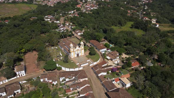 Tiradentes Town in Brazil with Old Santo Antonio Church