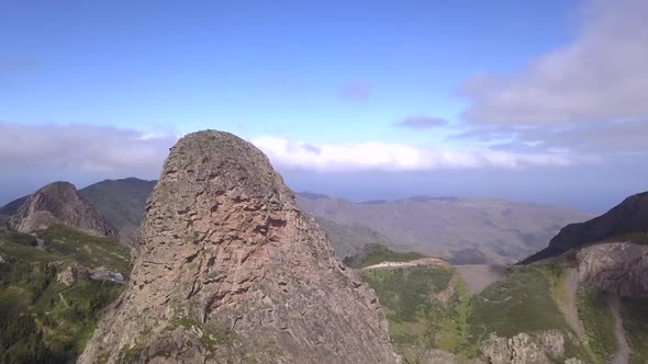 Drone view of the rock formation in Gomera - Canary Islands