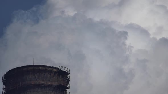 Smoke Comes From the Chimney. Air Pollution. Slow Motion. Ecology. Kyiv. Ukraine