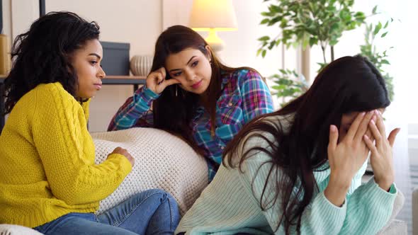 Multiethnic Women Trying To Support Stressed Friend