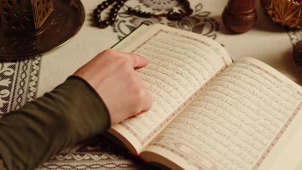 Quran Book Closeup Praying Islamic Religion