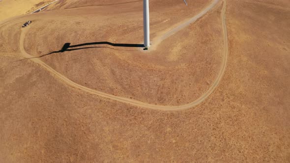 Aerial View of Wind Turbines Energy Production  Aerial Shot Over California