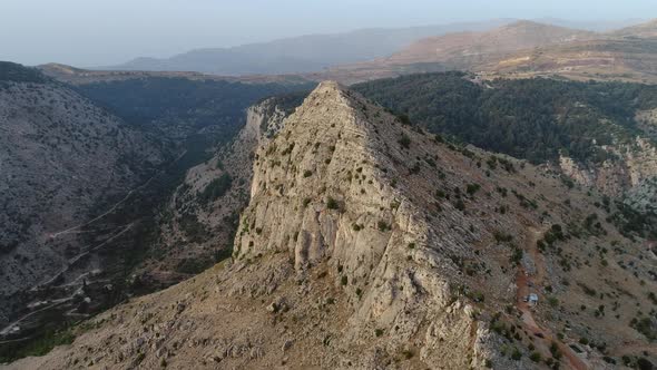 Aerial view of rock mountains in Lebanon.