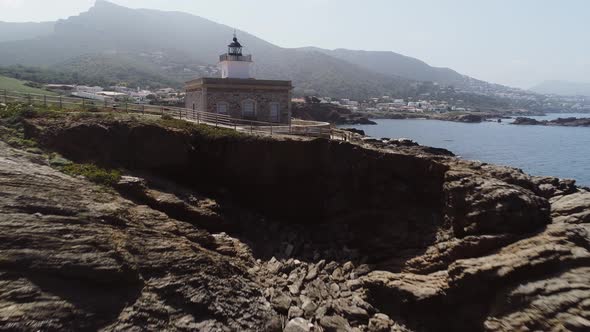 Aerial View of Lighthouse in Port De La Selva Catalonia Spain