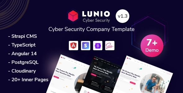Lunio - Cyber Security Services Angular 14 Template + Strapi CMS
