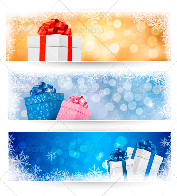 Set of winter christmas banners illustration