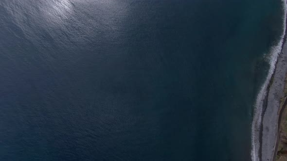 Aerial view of the north coast of Madeira near Porto Moniz, Portugal.