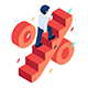 Isometric Businessman Step Up on Interest Rate Ladder - GraphicRiver Item for Sale