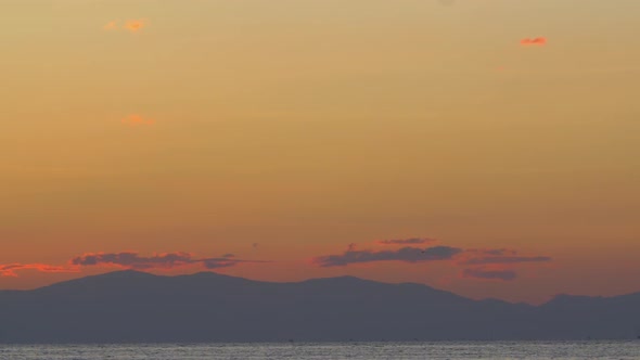 Evening Landscape with Sky, Mountains and Sea