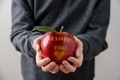 Child holding red apple with I Love You - PhotoDune Item for Sale
