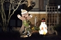 Christmas decorations at night of a snowman and gingerbread man - PhotoDune Item for Sale
