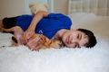 Teenager sleep with his dog - PhotoDune Item for Sale