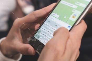 ersation in chat box icons pop up. Social media maketing technology concept. Vintage soft color tone background.