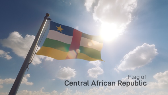 Central African Republic Flag on a Flagpole V2