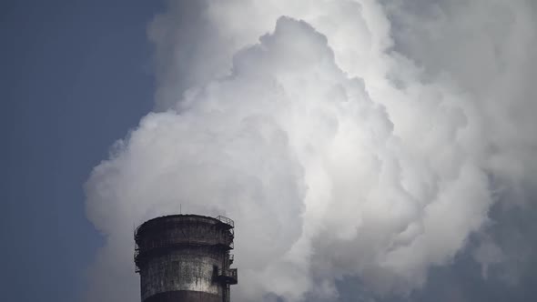 Smoke Comes From the Chimney. Air Pollution. Slow Motion. Ecology. Kyiv. Ukraine