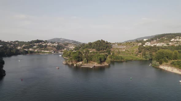 Beautiful Ilha dos Amores, island at the confluence Douro and Paiva River, Portugal