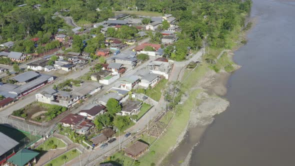 Aerial view of a small town in Oriental Ecuador