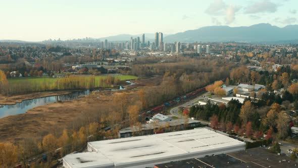 Scenic aerial view of the Greater Vancouver skyline.