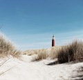 Texel island red lighthouse next to a white sand beach on a bright sunny day - PhotoDune Item for Sale