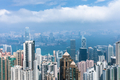 View of Hong Kong skyline from Victoria Peak during the daytime. - PhotoDune Item for Sale