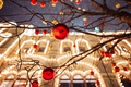 Christmas decorations in front of illuminated facade of the Central Department Store GUM on the Red - PhotoDune Item for Sale