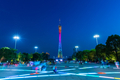 Dusk view of the Canton tower as seen from the Flower Square in Guangzhou, China on Octover 4, 2016. - PhotoDune Item for Sale