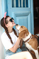 Teenage girl with beagle dog - PhotoDune Item for Sale
