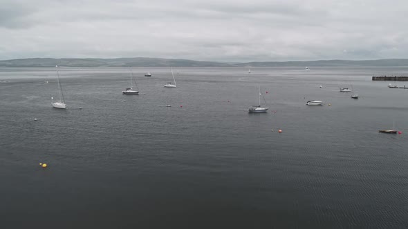 Yachts Ships at Ocean Bay Aerial