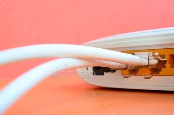 rnet router, which lies on a bright orange background. Items required for Internet connection