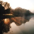 Golden sunset light and fog above the river  - PhotoDune Item for Sale