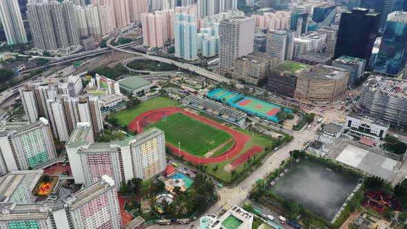 Top view of Hong Kong traffic in the city