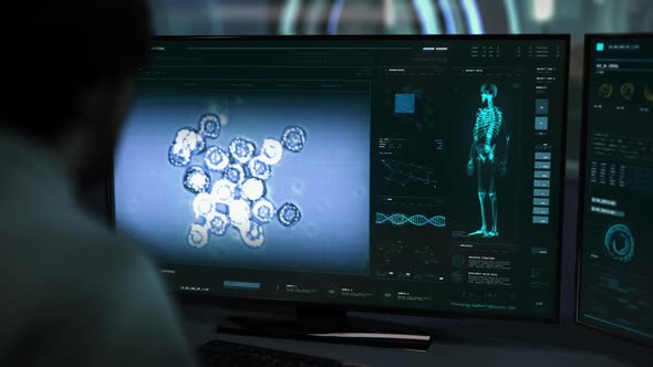 Multiplying Microbe Cells Scanned On A Microscopic Level By Medical Software alt