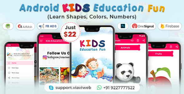 Android Kids Education Fun App (Learn Shapes, Colors, Numbers)