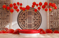 Product display Podium round stage Chinese new year. 3d render - PhotoDune Item for Sale
