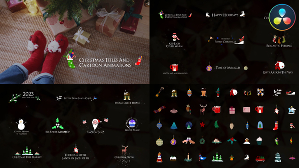 Christmas Titles And Cartoon Animations for DaVinci Resolve